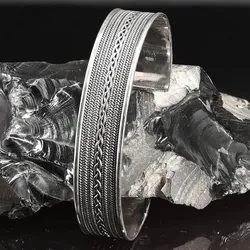 Drachensilber Edler Armreif Knotenmuster 925 Silber Wikinger Armschmuck - Silber