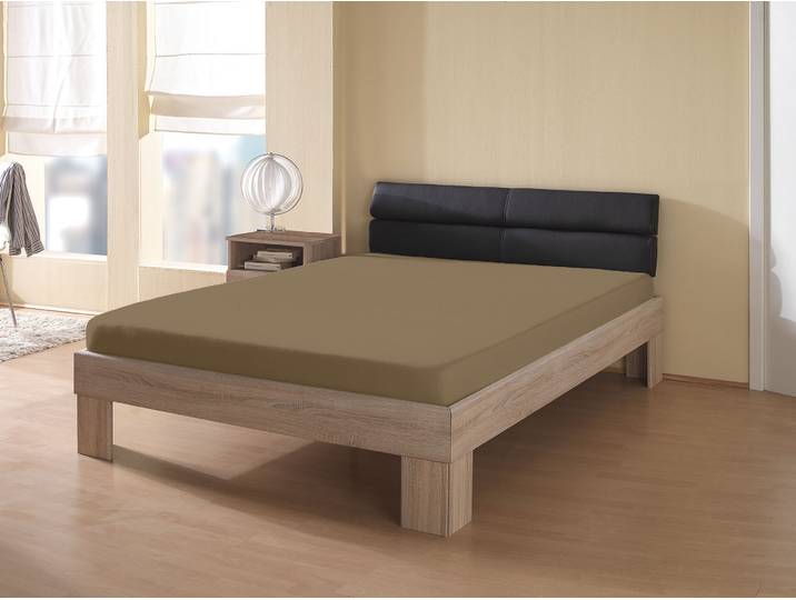 Spannbettlaken KUM Interlock-Jersey Spannbetttuch , braun, L:200cm, Interlock-Jersey, Obermaterial: 100% Polyester, Bettlaken, Spannbettlaken, bis ca. 30 cm Matratzenhöhe