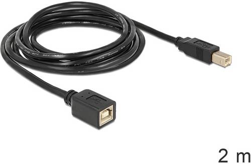 Delock USB-Kabel USB 2.0 USB-B Stecker, USB-B Buchse 2.00m Schwarz 83427