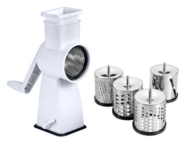 Trommelreibe METALTEX Flash , bunt (weiß, silberfarben), Edelstahl, Kunststoff, Küchenreiben, Trommelreibe, mit Saugfuß