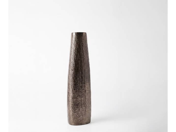 Vase Conico B14 x T9 x H48 cm Aluminium Mokka Bronze Gegossen, Wohnaccessoires