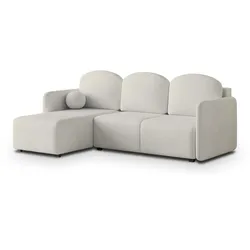ECKSOFA SUVINO Creme Geflochtener Stoff mit Schlaffunktion