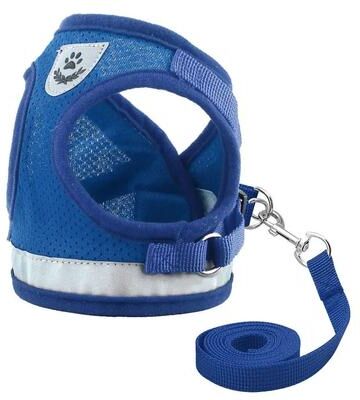 Uplift Picks Reflective Mesh Cat And Small Dog Harness Leash Set blue xl