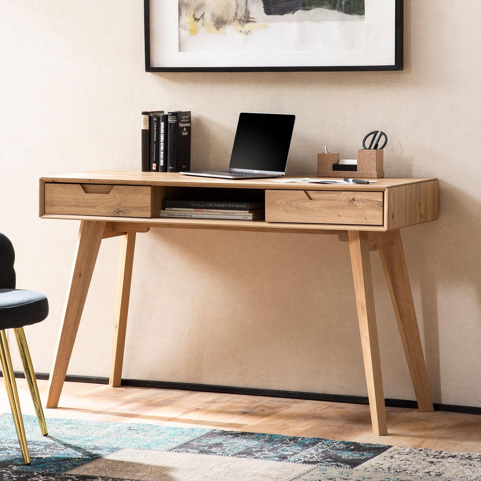 Schreibtisch FineBuy Bürotisch Eiche 120 cm Computertisch Tisch mit Schubladen