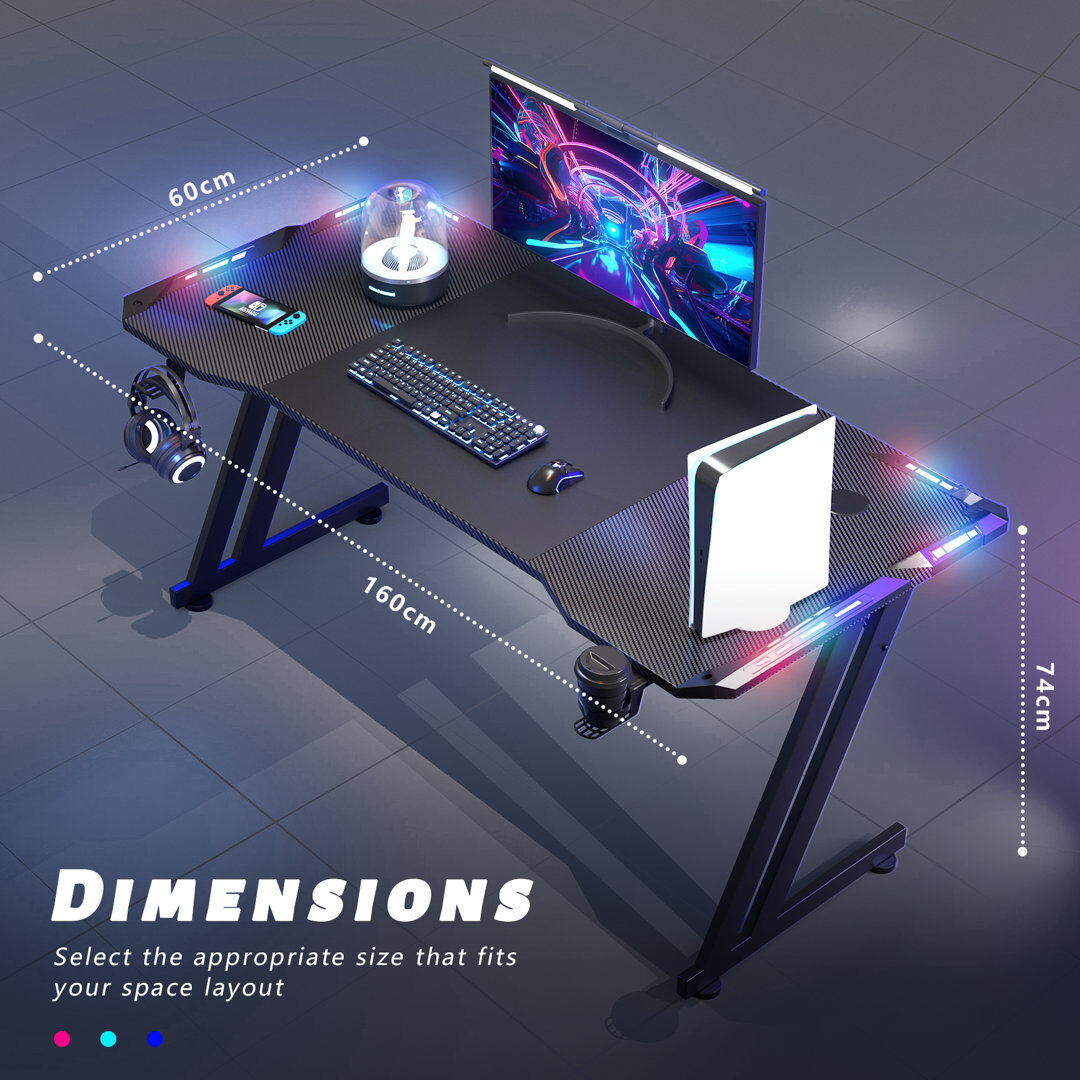Metro Steel Computer Desk Black 74cm H x 160cm W x 60cm D