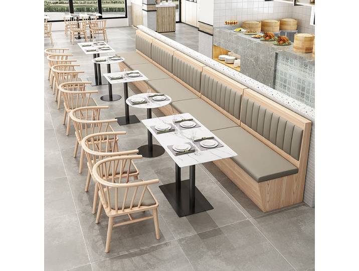 Ensemble table et chaises commerciales murales – Idéal pour les cafés, les restaurants de burgers, les restaurants de hot pot, les pâtisseries et les salons de thé
