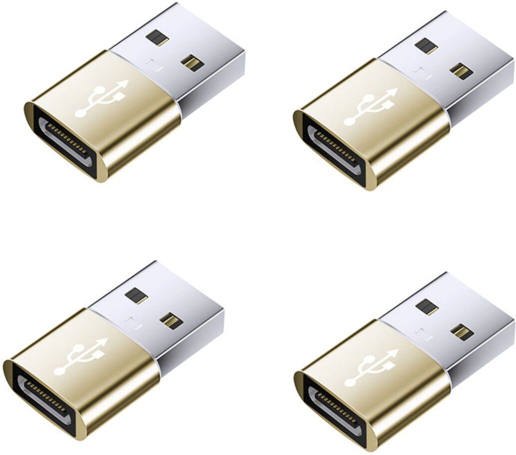 INF USB-Stecker zu USB-C-Buchse OTG Adapter 4er-Pack — Aluminiumlegierung, Schnellladung und Gold