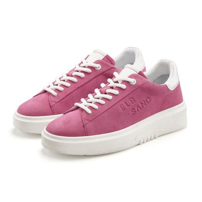 Sneaker ELBSAND "Schnürschuh, Turnschuh, Schnürhalbschuh, Freizeitschuh, Ledersneaker", Damen, Gr. 40, Lederimitat, pink, Obermaterial: 95% Ziegenleder, 5% Schafsleder. Decksohle: 100% Schafsleder. Futter: 100% Lederimitat. Laufsohle: 100%...
