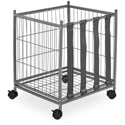 Relaxdays Ballwagen, 4 Rollen, HBT: 60 x 50 x 45 cm, Gitterrollwagen für Fußball, Basketball, Volleyball, Metall, grau