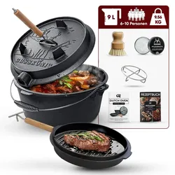 Gusskönig Eingebrannter Dutch Oven Set 9L ohne Füße