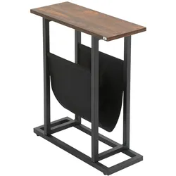 STILVORA Beistelltisch 49x19x55 cm Dunkelbraun+Schwarz mit Stofftasche, schlankes Design für Sofa und Bett, stabiler Stahlrahmen, rutschfeste Füße