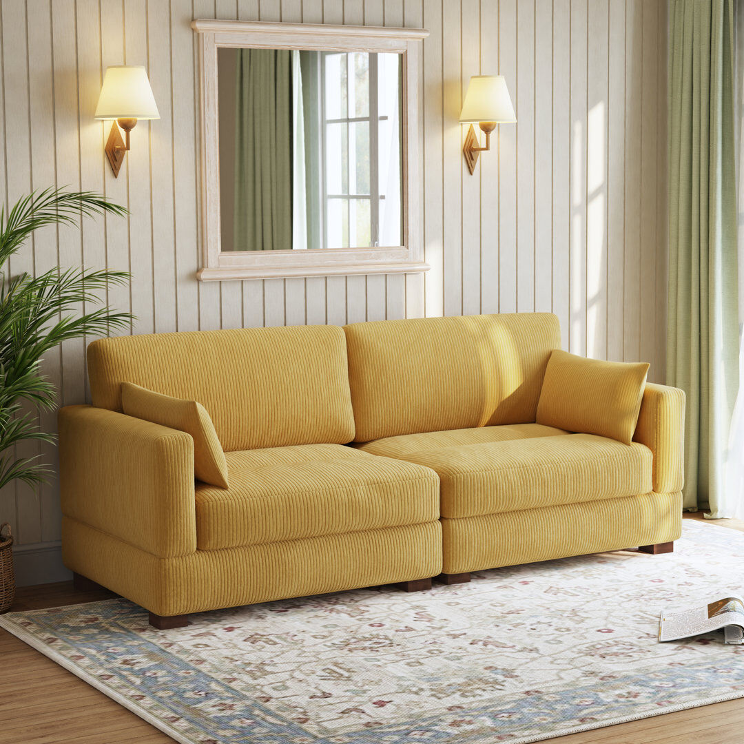 Pia Ricco Bentura 217.7Cm Flared Arms Sofa Orange 77.98cm H X 217.93cm W X 87.88cm D