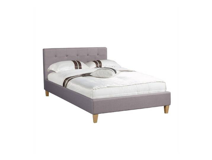 CARO-Möbel Polsterbett ADELE, Jugendbett mit Kopfteil 120 cm mit Lattenrost, Stoffbezug grau