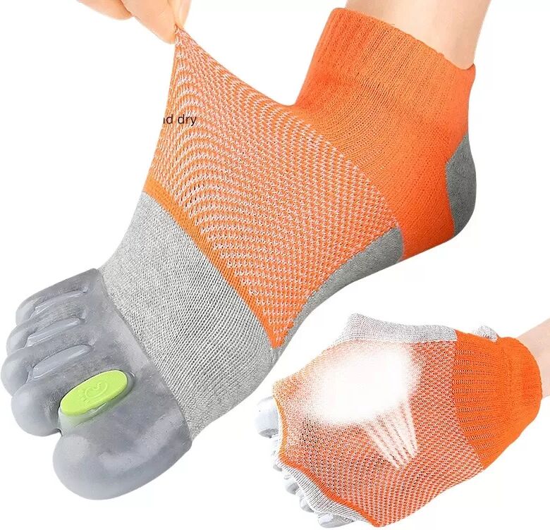 INF Chaussettes Séparatrices d'Orteils Ajustables - Correcteur d'Oignon et Alignement des Orteils Gris + Orange