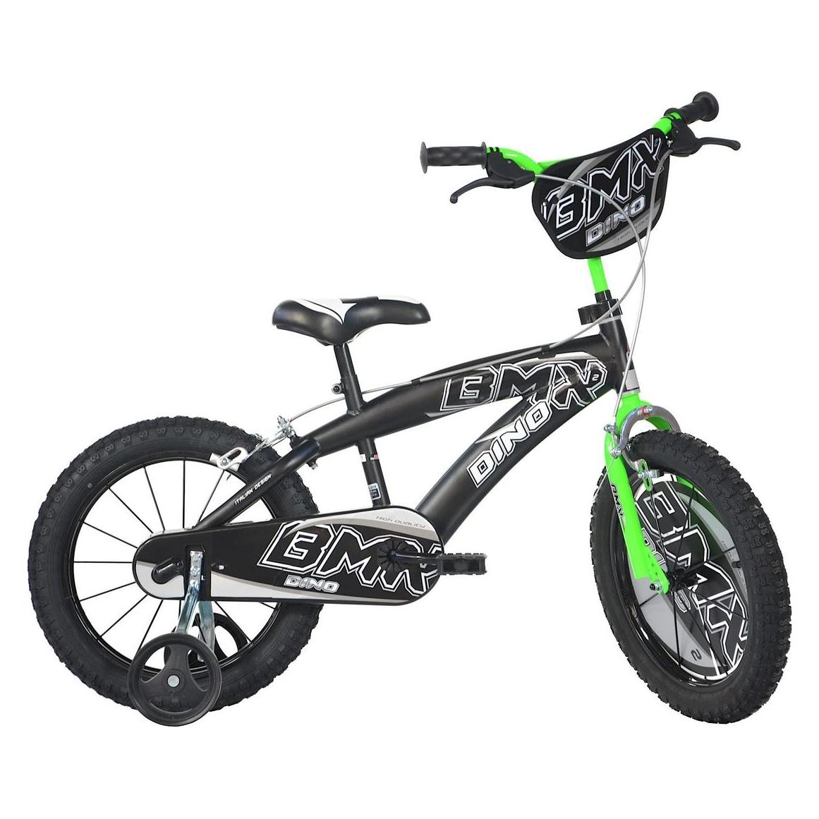 Kubi Sport Kubisport Rowerek Dziecięcy 16 Cali BMX Czarny Kółka Boczne Hamulec Dino Bikes (16") (76177528)