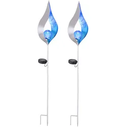 Solarlampen für Außen Gartendeko Solarleuchte Solar Lampe Outdoor, blauer Lichteffekt Tropfen Form mit Glaskugel, 1x LED, H 90 cm, 2er Set