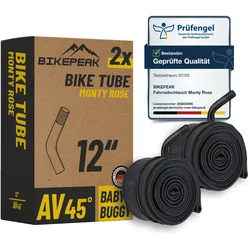 BikePeak 2x Kinderwagenschlauch Monty Rose 12 Zoll AV 45° 47/62-203 - 2er Set