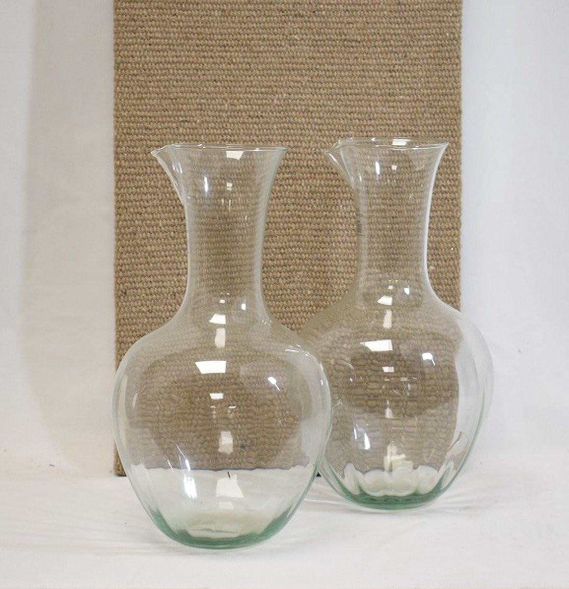ZoeZo Design Set van 2 heldere glazen waterkannen, H 27 cm x Ø 15 cm