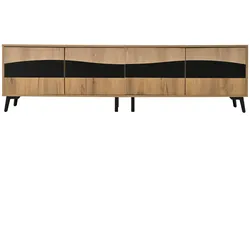 TV-LOWBOARD Natur & Schwarz 180 cm für Fernseher bis 75 Zoll