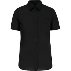 Kariban Damen Popeline Bluse 'Judith' kurzarm K548 black XXL