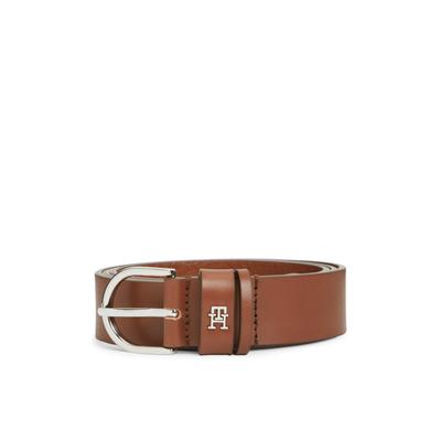 Ledergürtel TOMMY HILFIGER "ESSENTIAL EFFORTLESS", Damen, Gr. 75, braun (winter cognac), Obermaterial: 100% Rindsleder, Gürtel Ledergürtel