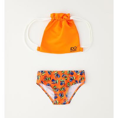 Badehose IDO "BABY BOY ACCESSORIES", Jungen, Gr. 104, EURO-Größen, orange (orange, multicolour print), Polyester, Badehosen Badehose