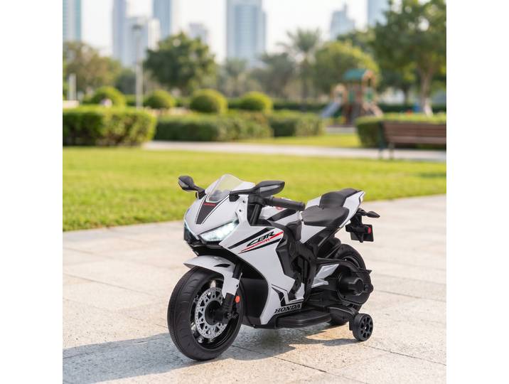 HOMCOM Moto Électrique Enfant 6V Licence HONDA Blanc