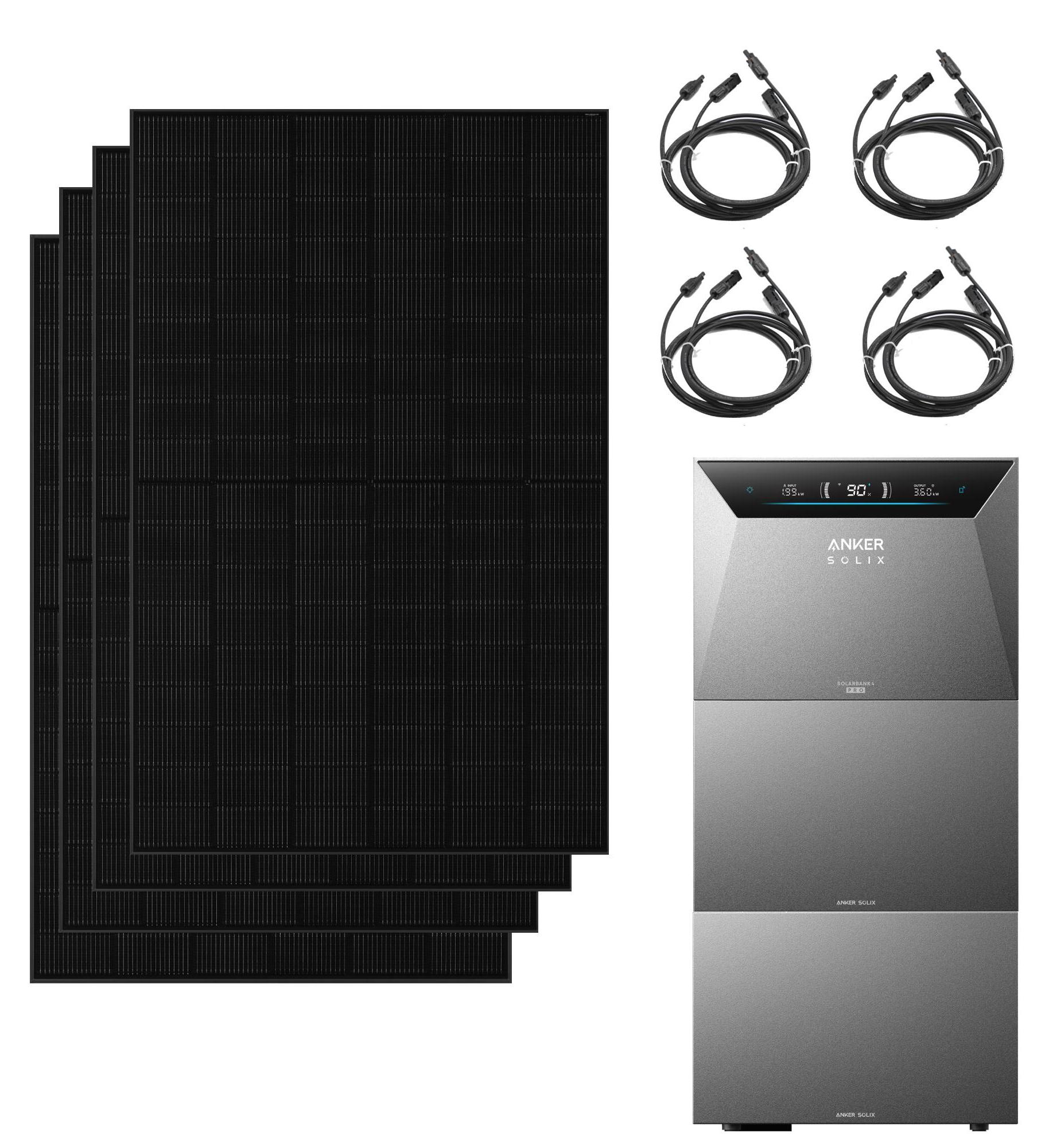Anker Solix 2000W Balkonkraftwerk mit 4×500Wp Solar Modulen inkl. Anker Solarbank 4 Pro Speicher 5024Wh mit 2 BP5000 Erweiterungsakku