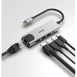 D-Link 5-In-1 USB-C Hub mit HDMI/Ethernet und USB-C Thunderbolt 3 Dockingstation