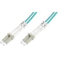 LWL Patchkabel, Duplex, LC > LC Stecker, Multimode OM3 türkis, 15 Meter