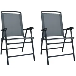 vidaXL Klappbare Gartenstühle 2 Stk. Textilene Grau