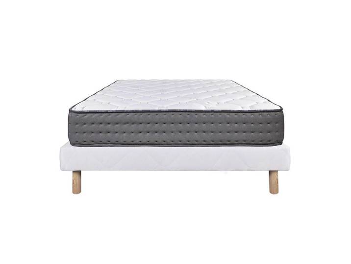 ZENITH - Ensemble Matelas Mousse Ep.20cm + Sommier Tapissier Blanc 160x200 cm