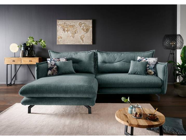 Home affaire Ecksofa Lava verst. Armlehnen, Breite 255cm, aktuelles Design: Kissen Optik, Armlehnen verstellbar