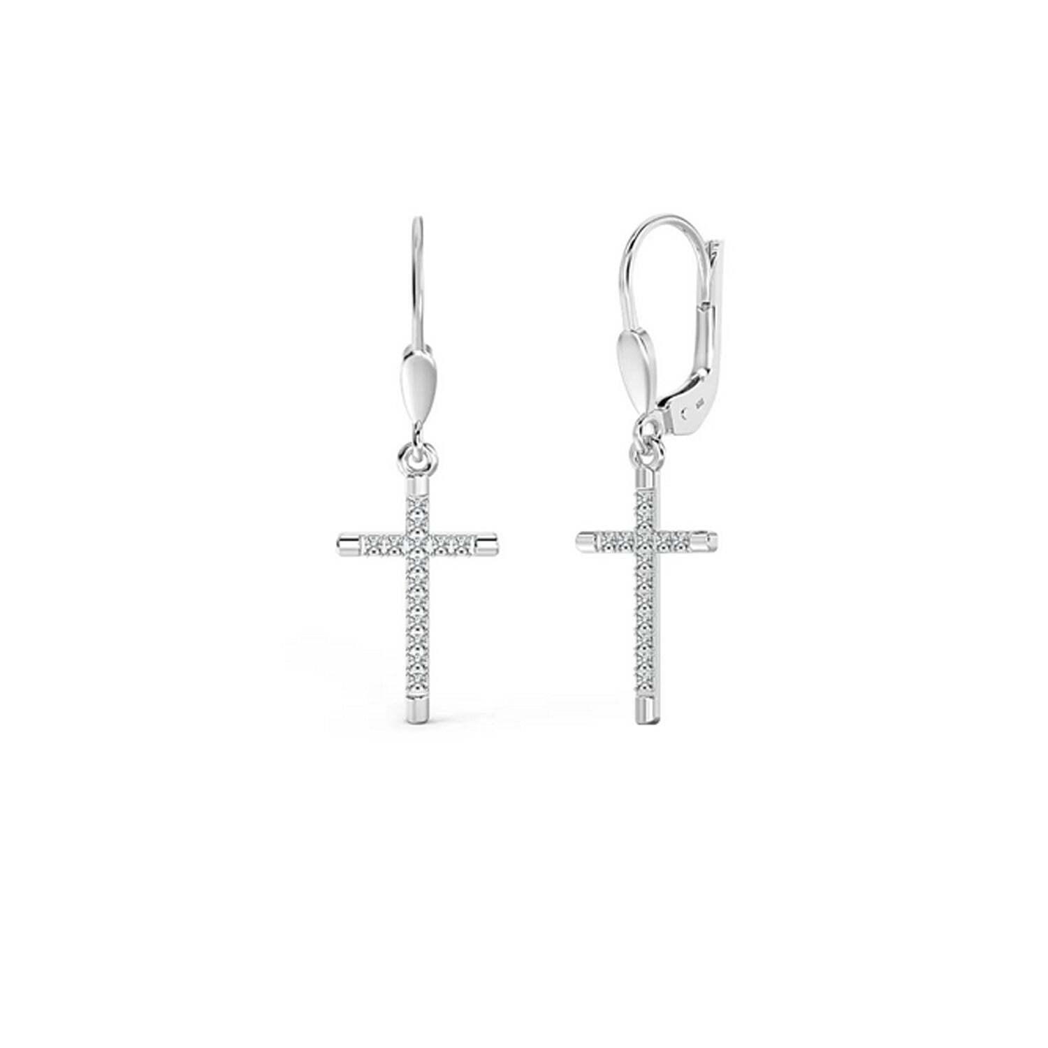 Vrouwen Sprankelende Kruzifixe Oorbellen in 925 Sterling Zilver met Cubic Zirkonia BIPE054