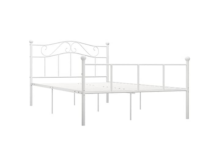vidaXL Bettgestell Bett Metallbett Schlafzimmerbett Doppelbett Bettrahmen Schlafzimmermöbel Ehebett Lattenrost Weiß Metall 120x200cm