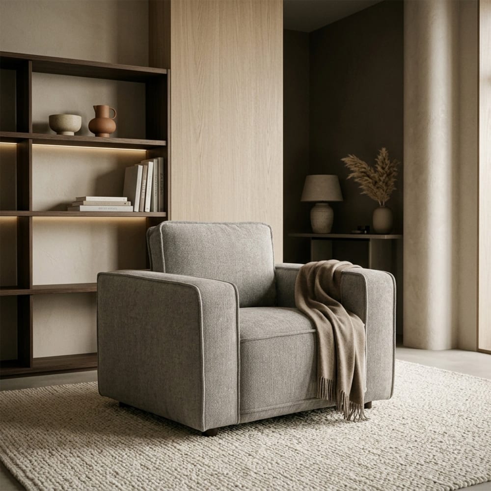 MOBILIER DECO  Fauteuil en tissu taupe Taupe 86x82x86cm