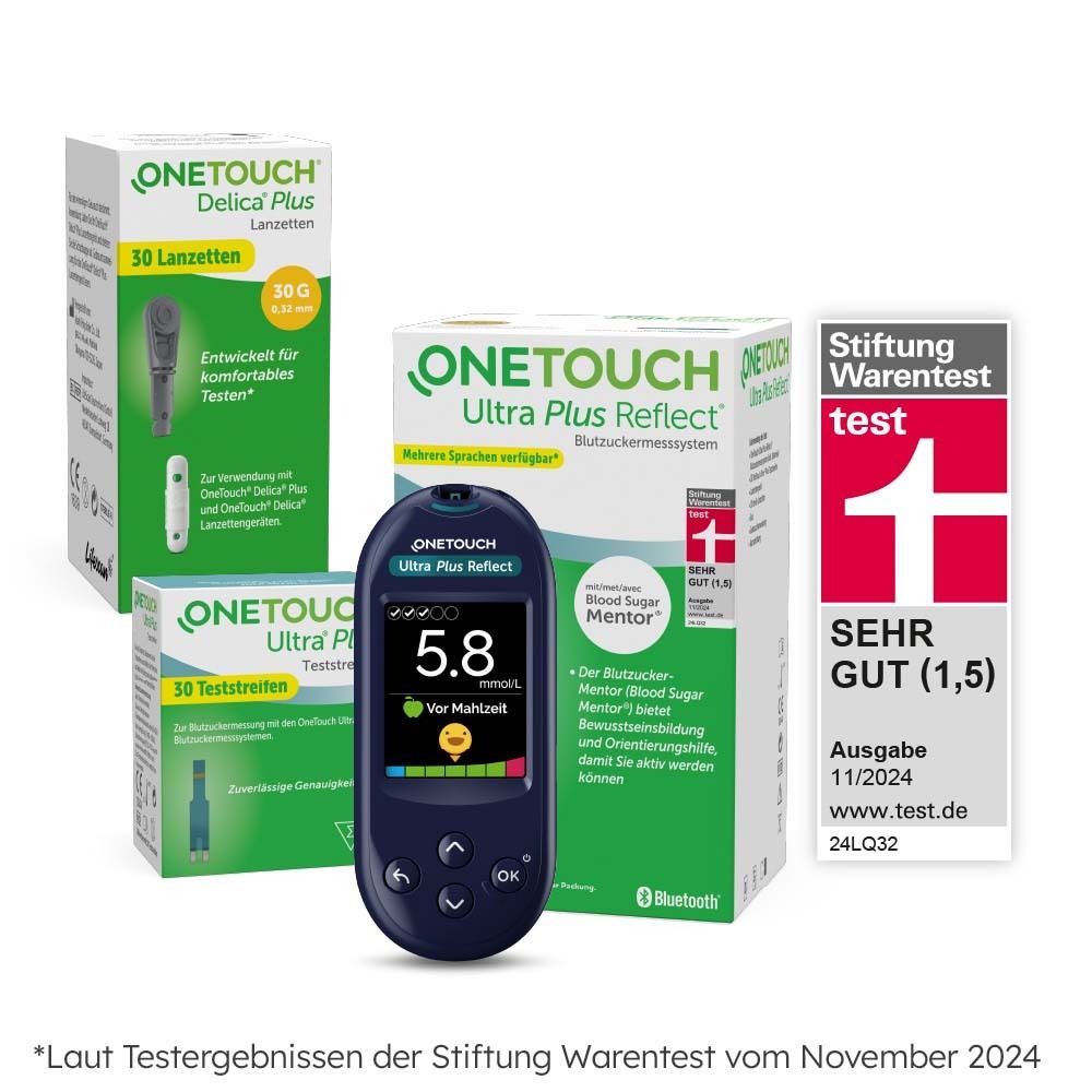ONE Touch Ultra Plus Reflect Blutzuckermess.mmol/l & OneTouch Teststreifen 30er 1 St Set