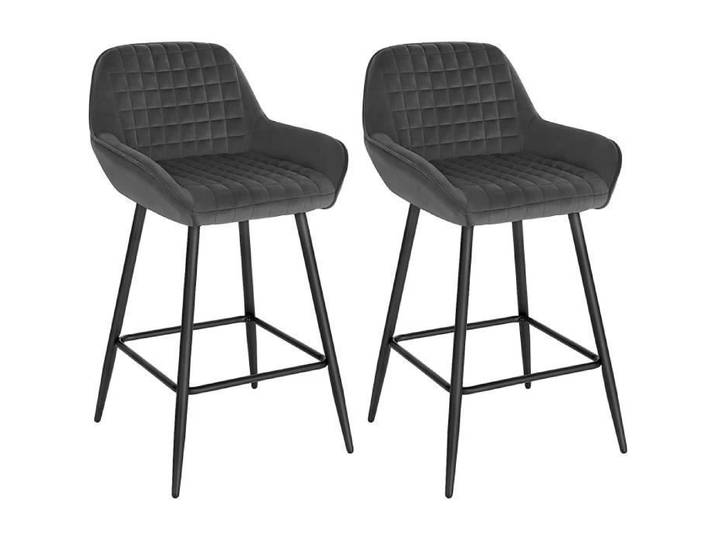 WOLTU Design Chaise Haute pour Bar Tabourets de bar en Velours Lot de 2 Cadre en métal Gris Foncé W0ATT0038-2