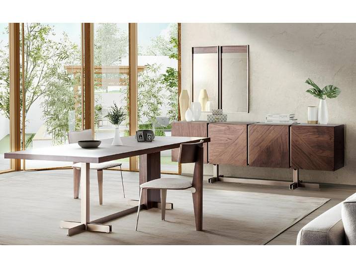 Xlmoebel Essgruppe Brauner Designer Tisch mit Stühlen aus hochwertigem Material, (Essgruppe, 5-tlg., Esstisch, 4x Stühle), Hergestellt in Europa