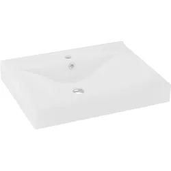 vidaXL Luxus-Waschbecken mit Hahnloch Matt-Weiß 60x46 cm Keramik