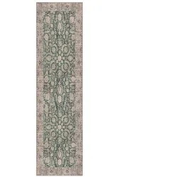 KADIMA DESIGN Flachgewebe Teppich Grün Vintage Floral waschbar für Wohnbereich und Schlafbereich | 60x230cm