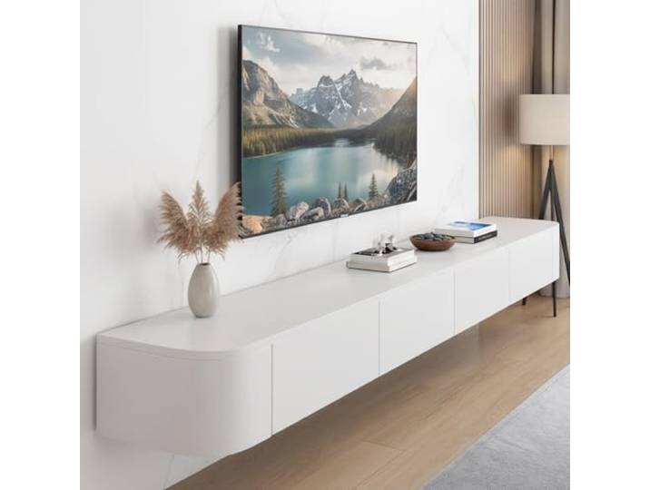 YINXSLO TV Lowboard Hängend mit Schublade für Wohnzimmer Modern Tv Board Hängend, Kiefernholz Tv Schrank mit Großzügigem Stauraum für Wohnzimmer und Schlafzimmer