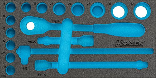Hazet Zacht schuim inzetstuk voor steeksleutelset 906, 163-358L, Blauw/Grijs, Breedte: 342 mm, Diepte: 172 mm