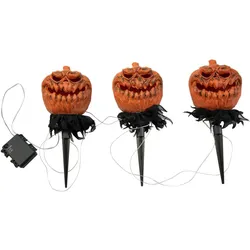 EUROPALMS Halloween Kürbisse mit Erdspieß, 3er-Set, 39cm