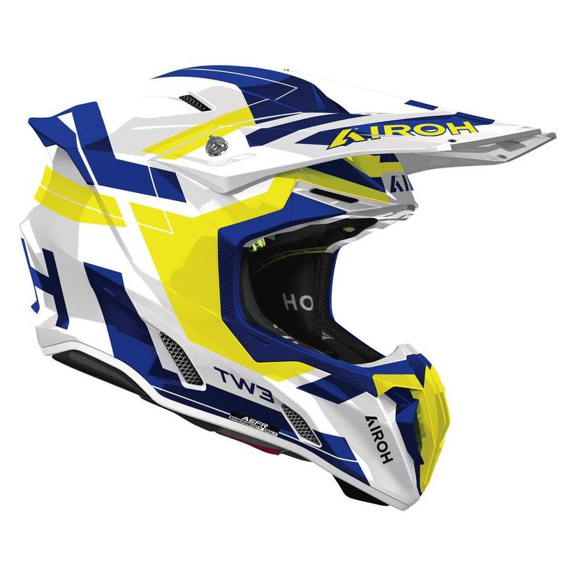 Airoh Twist 3 Dynasty Blau-Gelb Glänzender Motorradhelm (S) (TW3DI31/S)