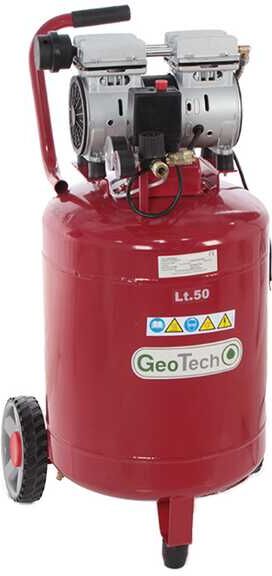 GeoTech S-AC50V-8-10 - Compresseur d'air électrique oilless - Moteur 1 CV - 50 L Vertical Silencieux