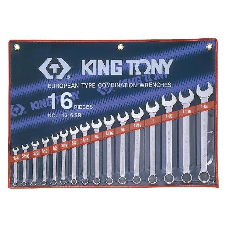 King tony Estuche de Llaves Combinadas 1/4"-1-1/4" - 16 Pzas (24366476)