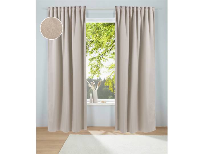 Vorhang GOODPRODUCT Alcide , 1 Stück, Blickdicht, Multifunktionsband Gr. 3, beige, B:135cm H:225cm, Polyester, Polyester, Gardinen, Vorhang, Multifunktionsband, Pflegeleicht, Modern,Premium 320 g/m²
