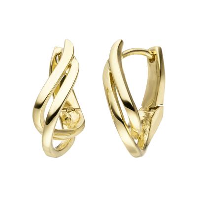 Paar Creolen JOBO, gelb (gelbgold 375), Ohrringe, Damen, Gelbgold 375, geschwungen 375 Gold