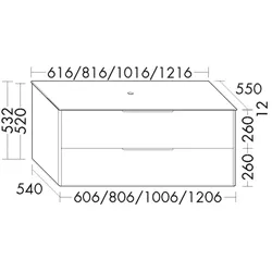 Burgbad Waschtischunterschrank+Konsolenplatte Oteo Eiche Dekor Rost/Feinstein Terra SHMD121F7442A0391